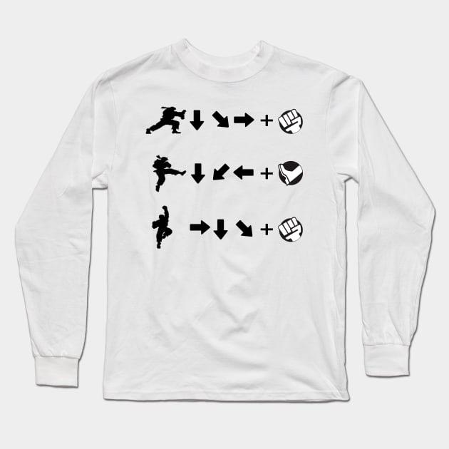 Street Fighter Moves - Ryu Long Sleeve T-Shirt by GuiNRedS